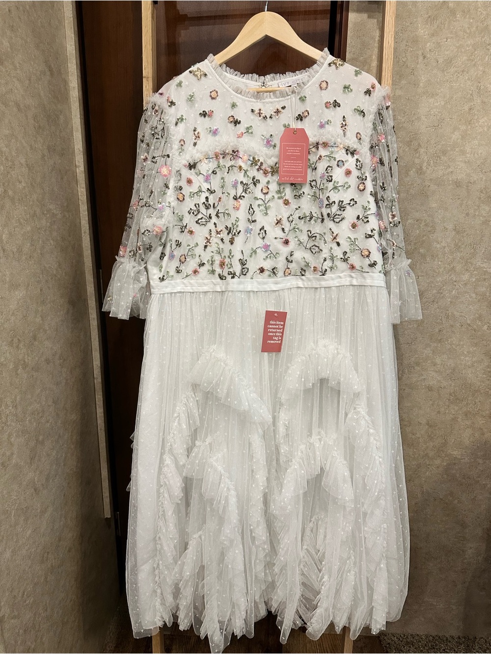 Ivy City Co | Ivory Floral Sequin Tulle Dress | Maxi | 3X